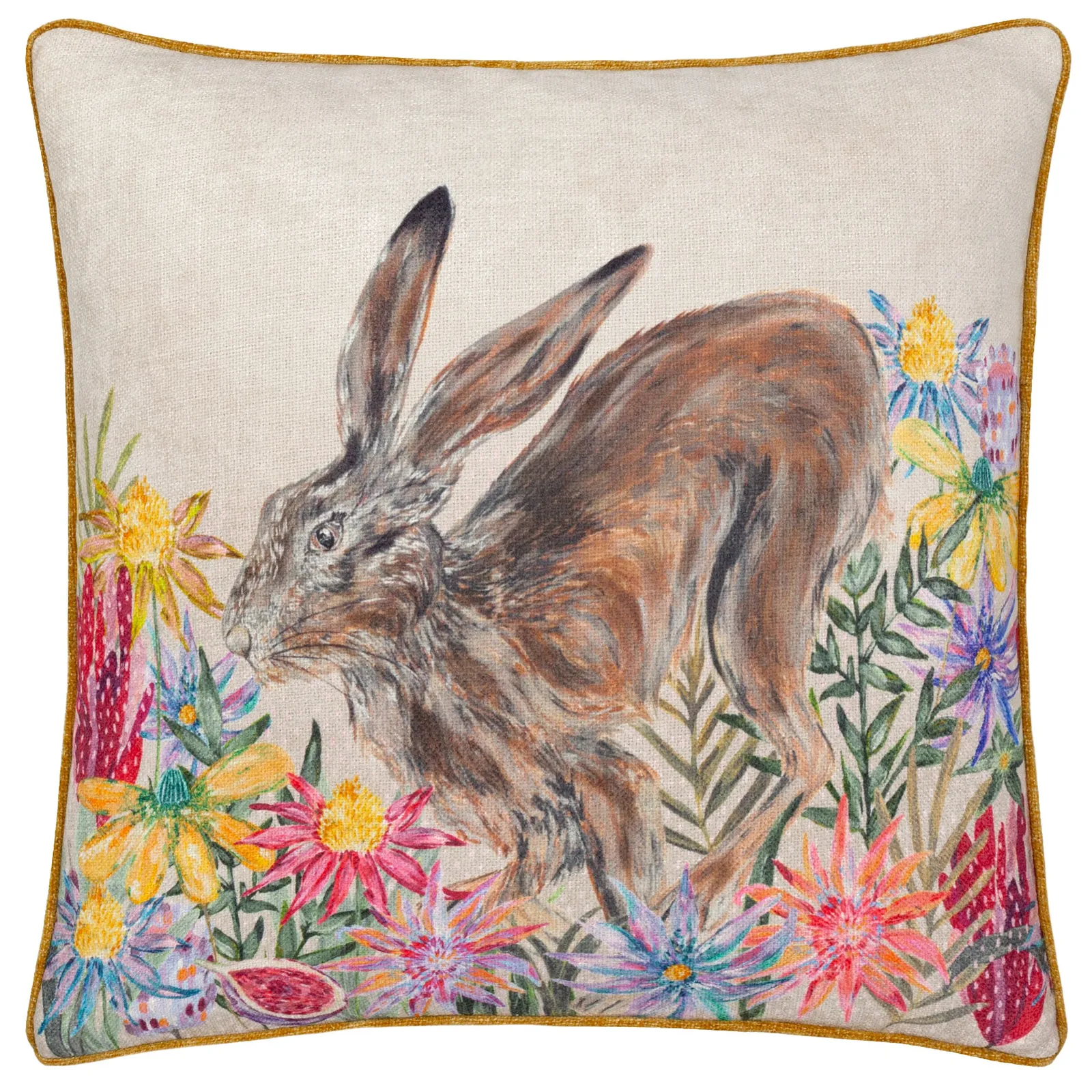 Wylder Country Wilds Blossom Hare Printed Cushion 2