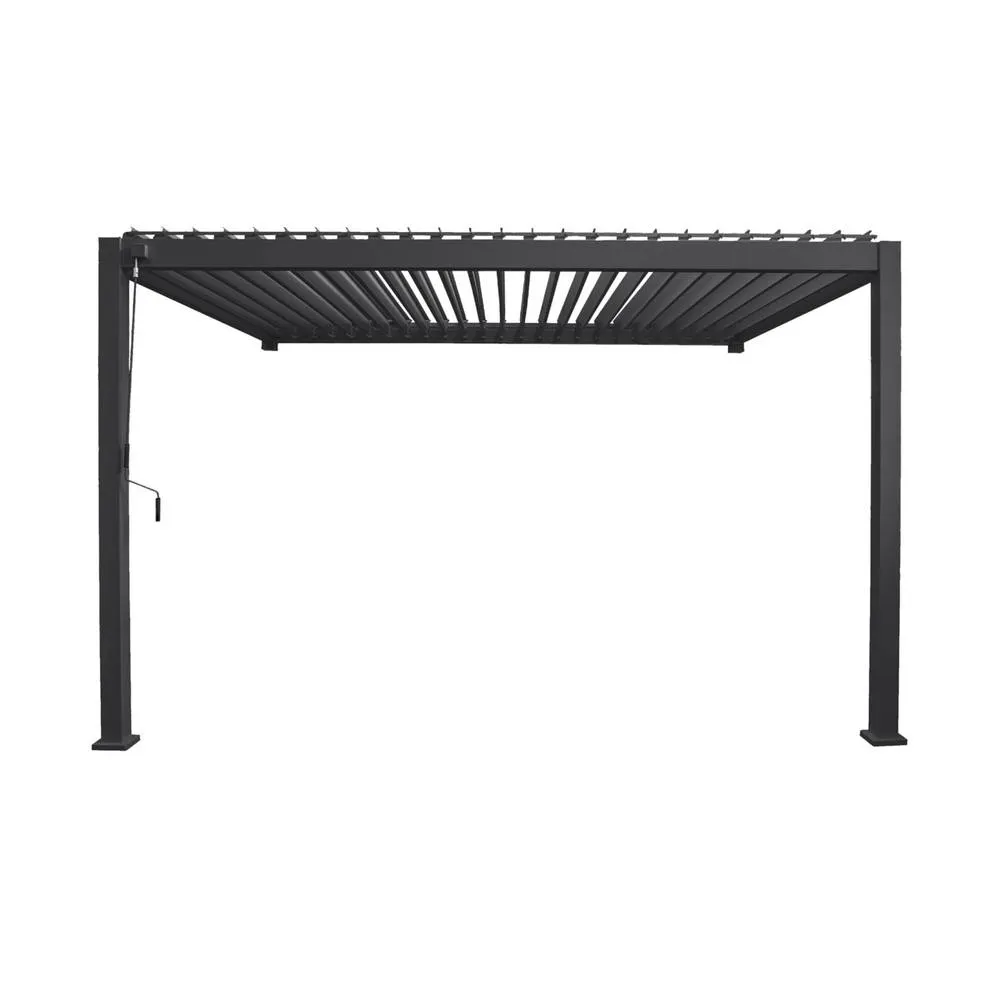 sweeek Lean to pergola with louvered roof aluminium 4 x 3m in Dark Grey 3