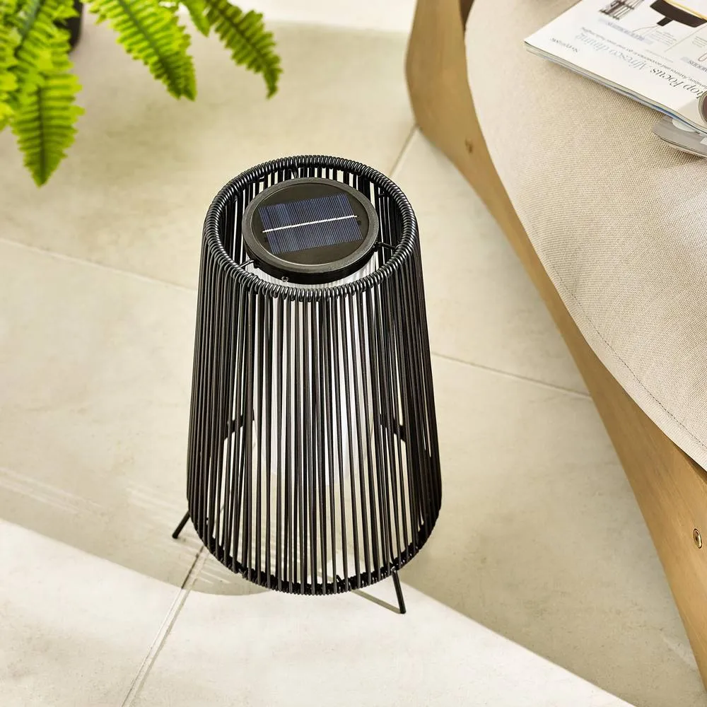 FurnitureboxUK Naples Black Rattan Solar Outdoor Lantern 2