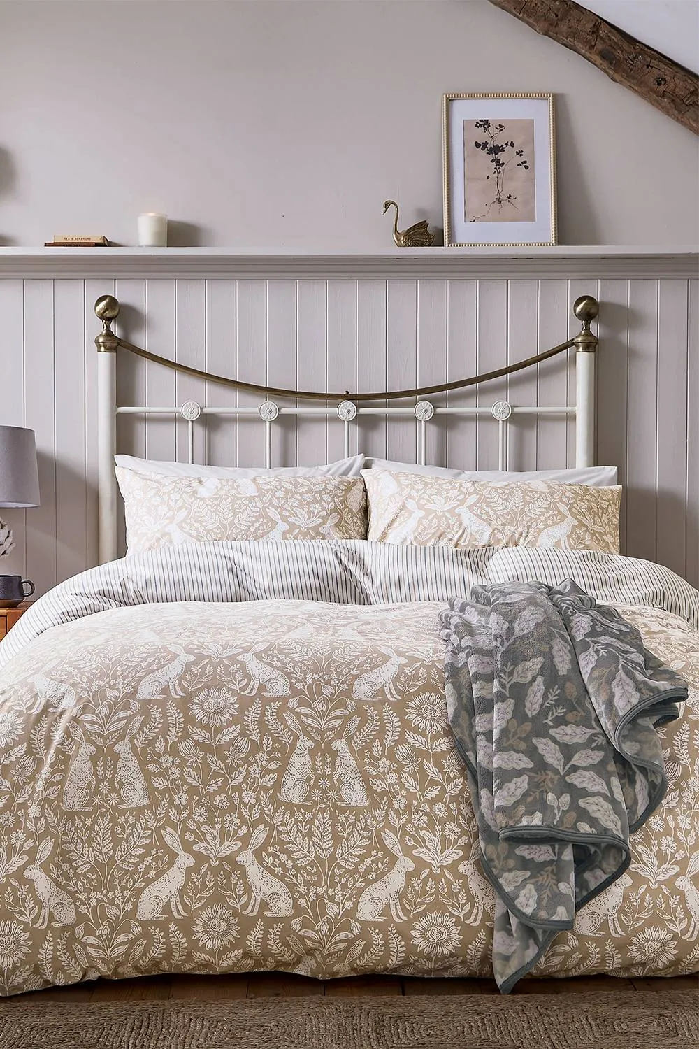 Helena Springfield 'Hares' Cotton Duver Cover Set in Cream
