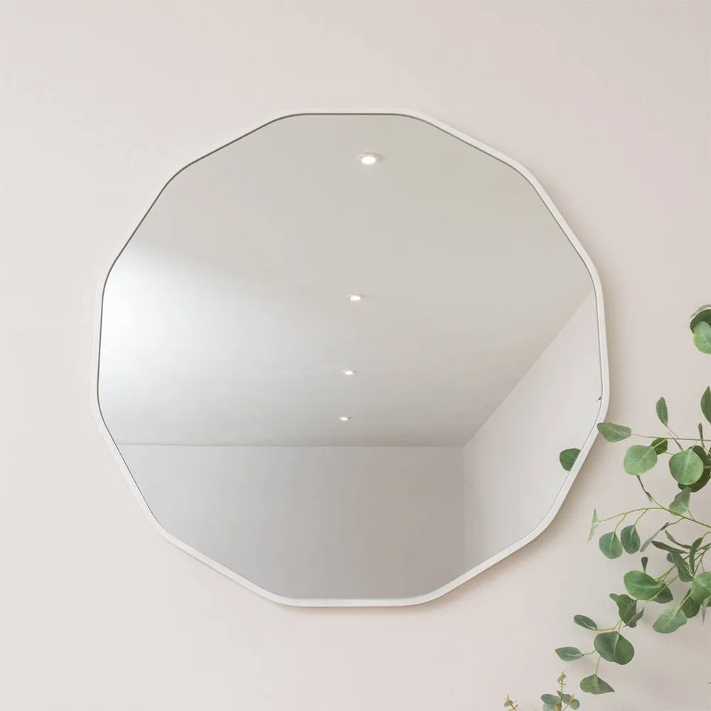 Melody Maison Large Round White Scalloped Wall Mirror - 90cm X 90cm 6