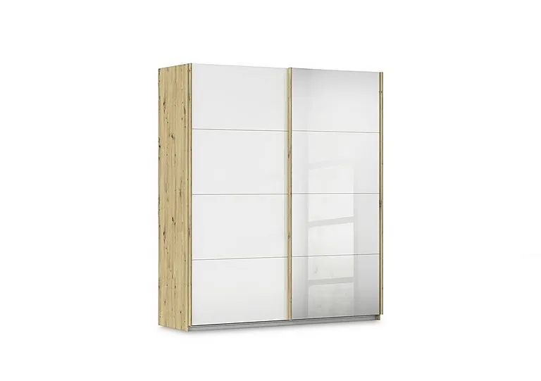 Freja 181cm 2 Door Sliding Glass Wardrobe With Mirror Door