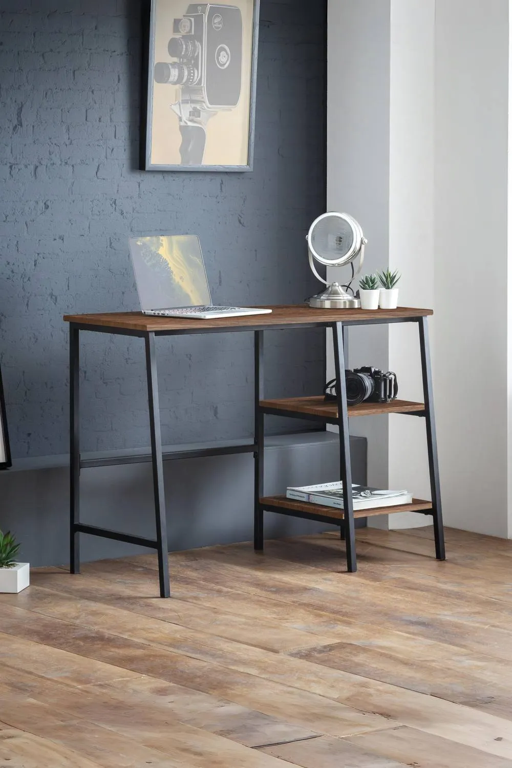 Julian Bowen Tribeca Desk with Shelves in Walnut 1