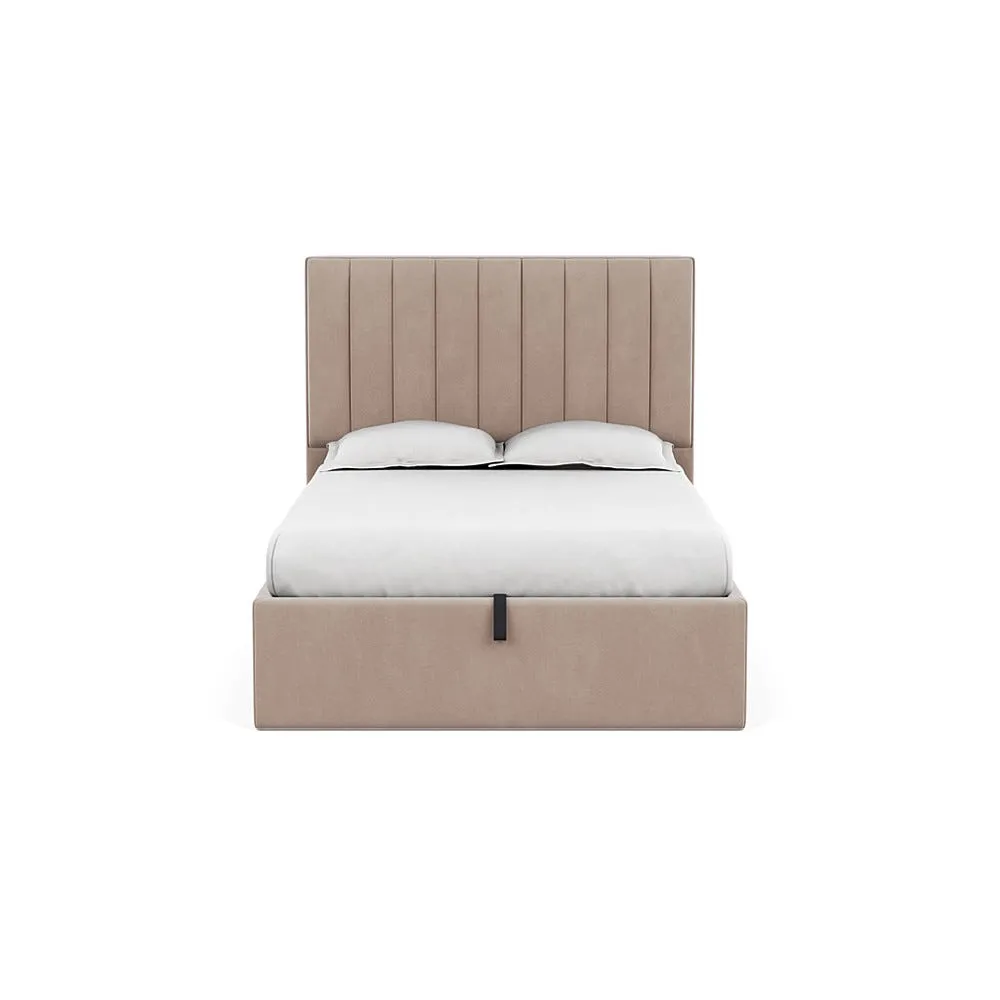 Heal's Lift Storage Divan Double Smart Velvet Petrol Black Feet 1
