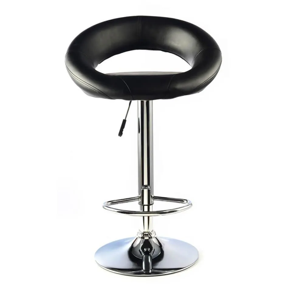 netfurniture Furrai Kitchen Bar Stool PVC Chrome & Black Height Adjustable