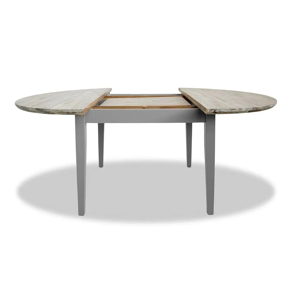 Statement Furniture Florence Round Oval Extendable Kitchen Dining Table in Light Grey 3