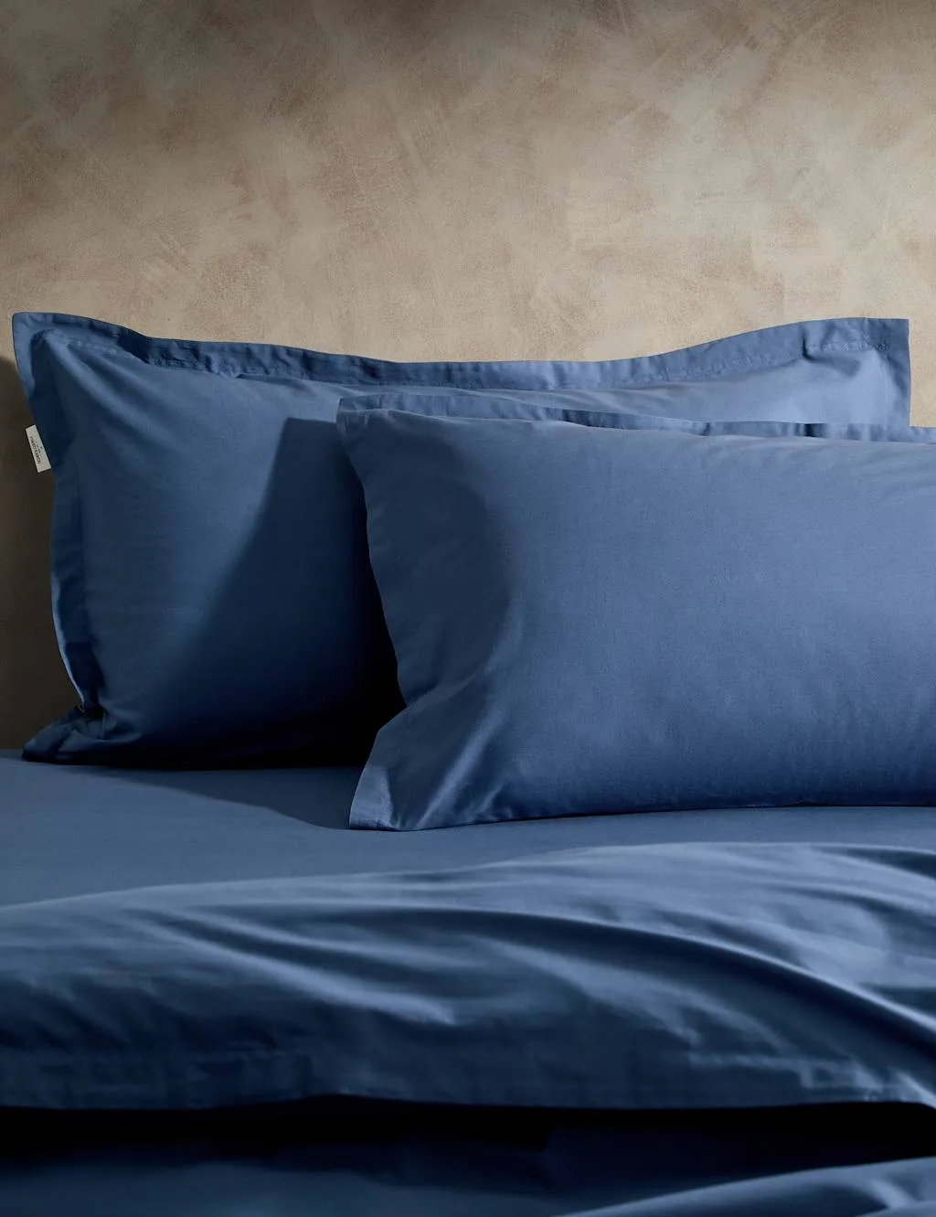 M&S X Fired Earth 2 Pack Washed Cotton Oxford Pillowcases Carbon Blue
