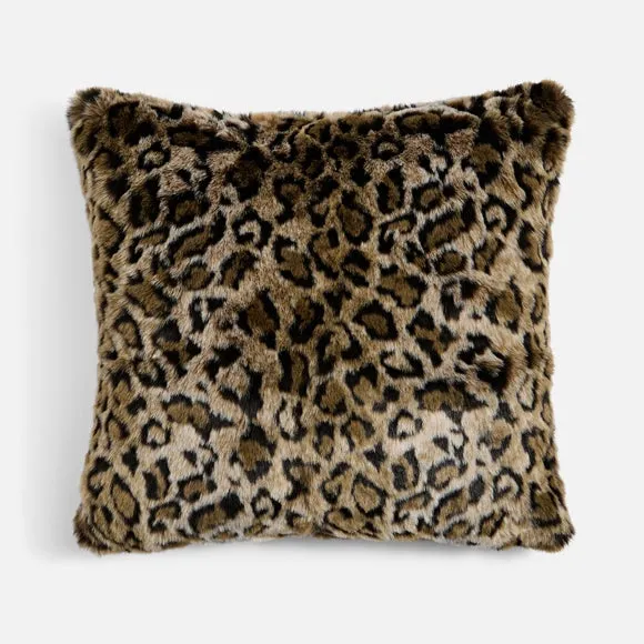 Leopard Print Faux Fur Square Cushion 3
