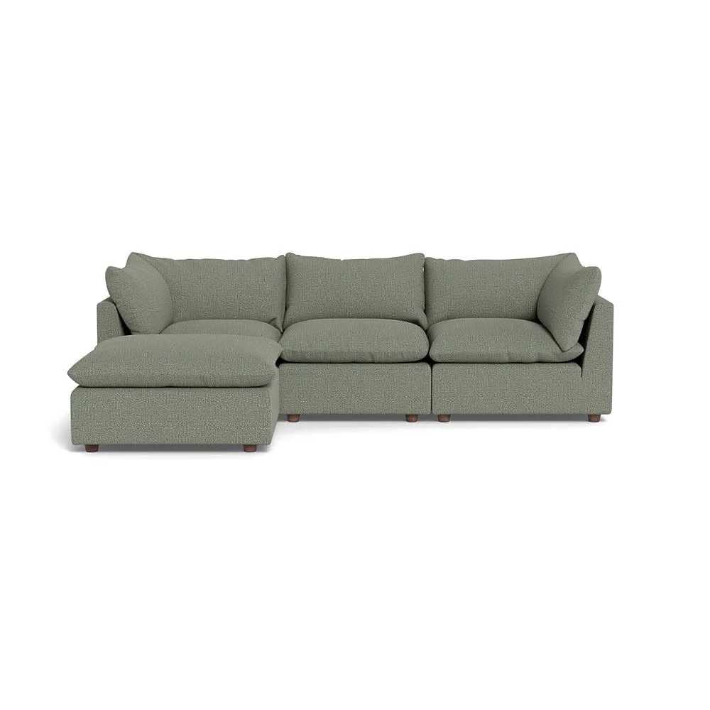 Heal's Astrid Left Hand Facing Corner Sofa Boucle Tweed Lapis Walnut Stained Beech Feet 1