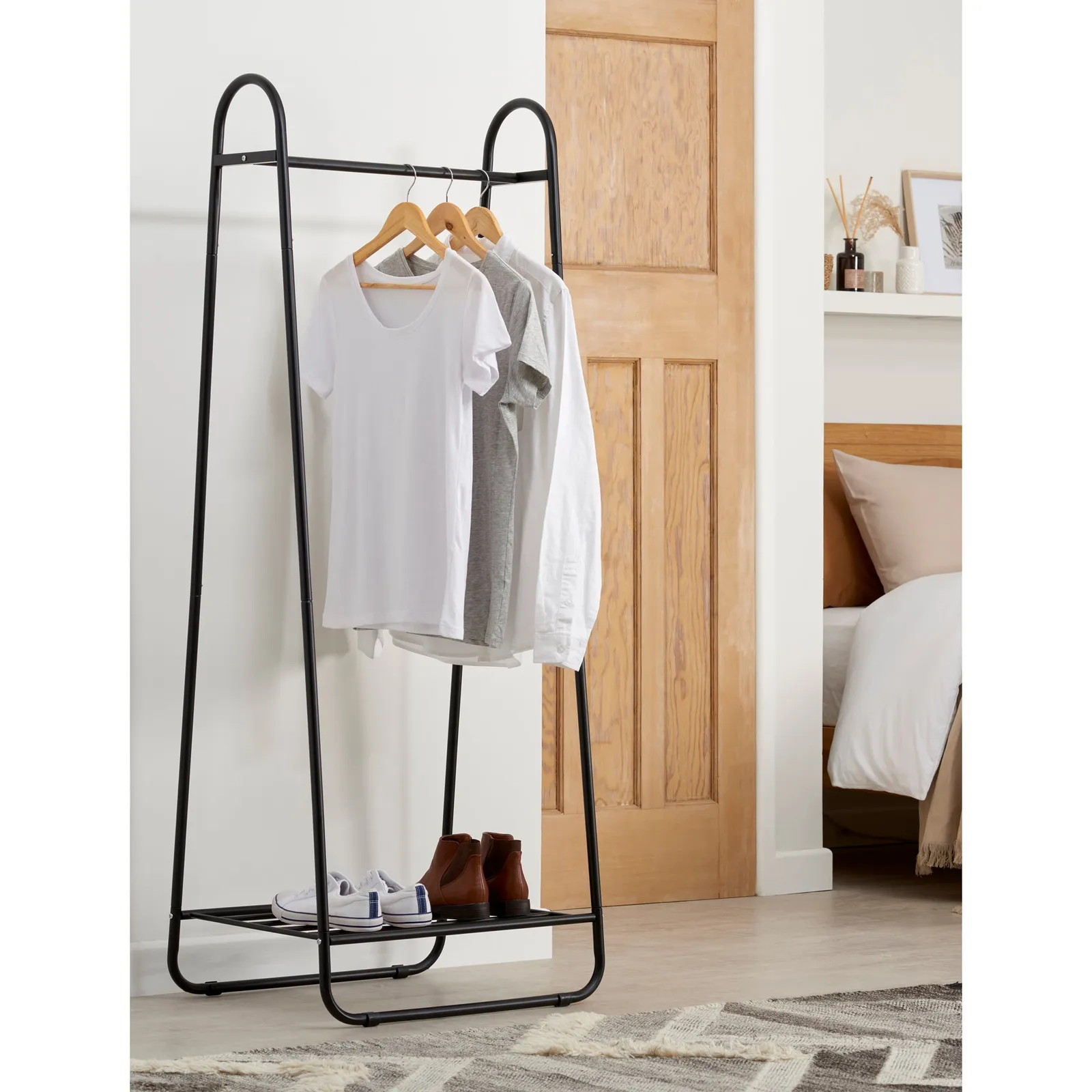 Clothes Rail with Storage Shelf Grey