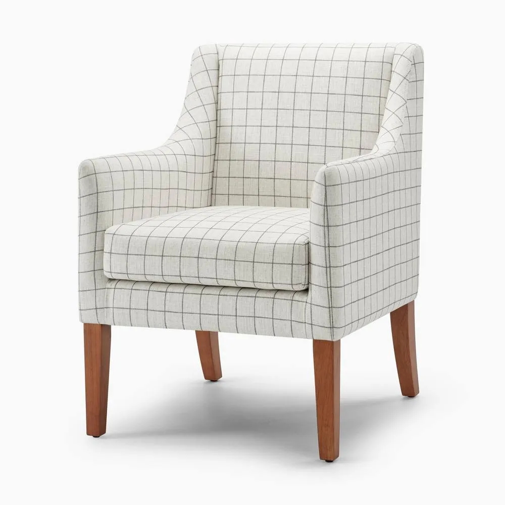 FurnitureboxUK Aubrey Beige Check Fabric Wingback Accent Armchair 4