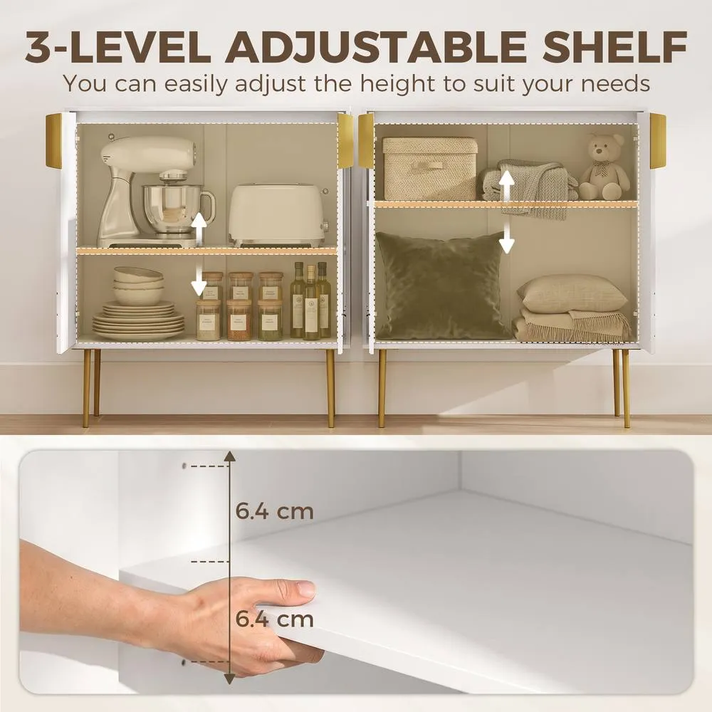 HOMCOM Modern Kitchen Cupboard with 2 Doors & Adjustable Shelf, White 6