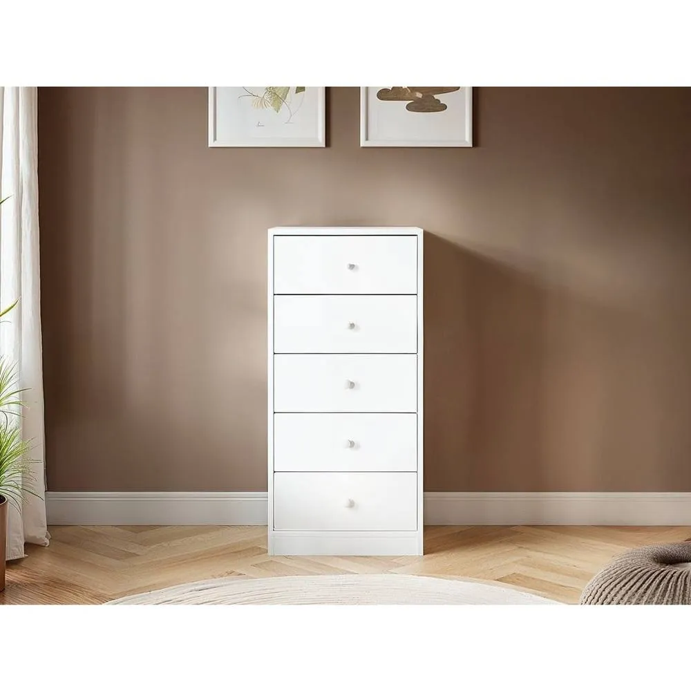 Flair Wizard Chest of 5 Drawers White