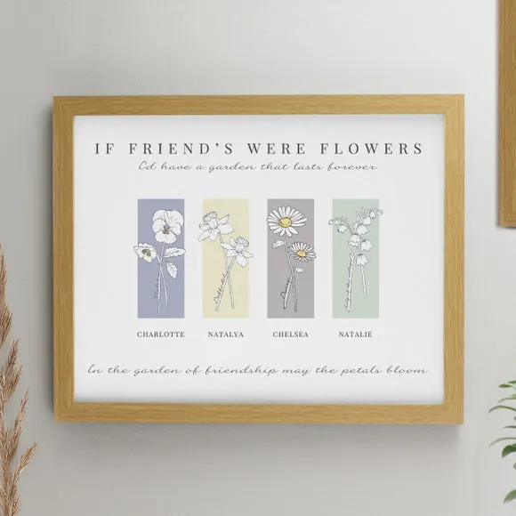 Personalised Birth Flower Family of 4 Framed Print 1