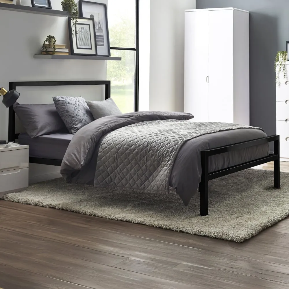 Soto - Small Double - Low Foot-End Metal Bed - Satin Black - Metal - 4ft - Happy Beds