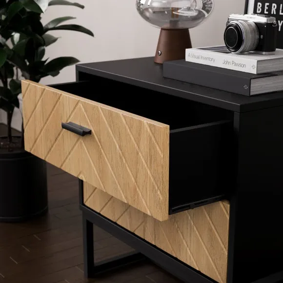 Nixon Wide 2 Drawer Bedside Table 4