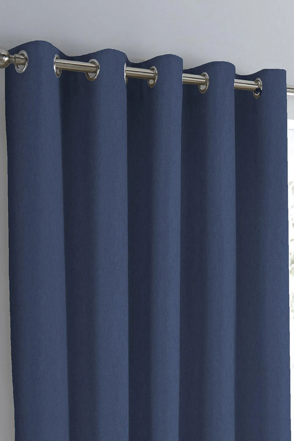 Fusion 'Sorbonne' 100% Cotton Light Filtering Plain Dyed Eyelet Curtains in Navy 2
