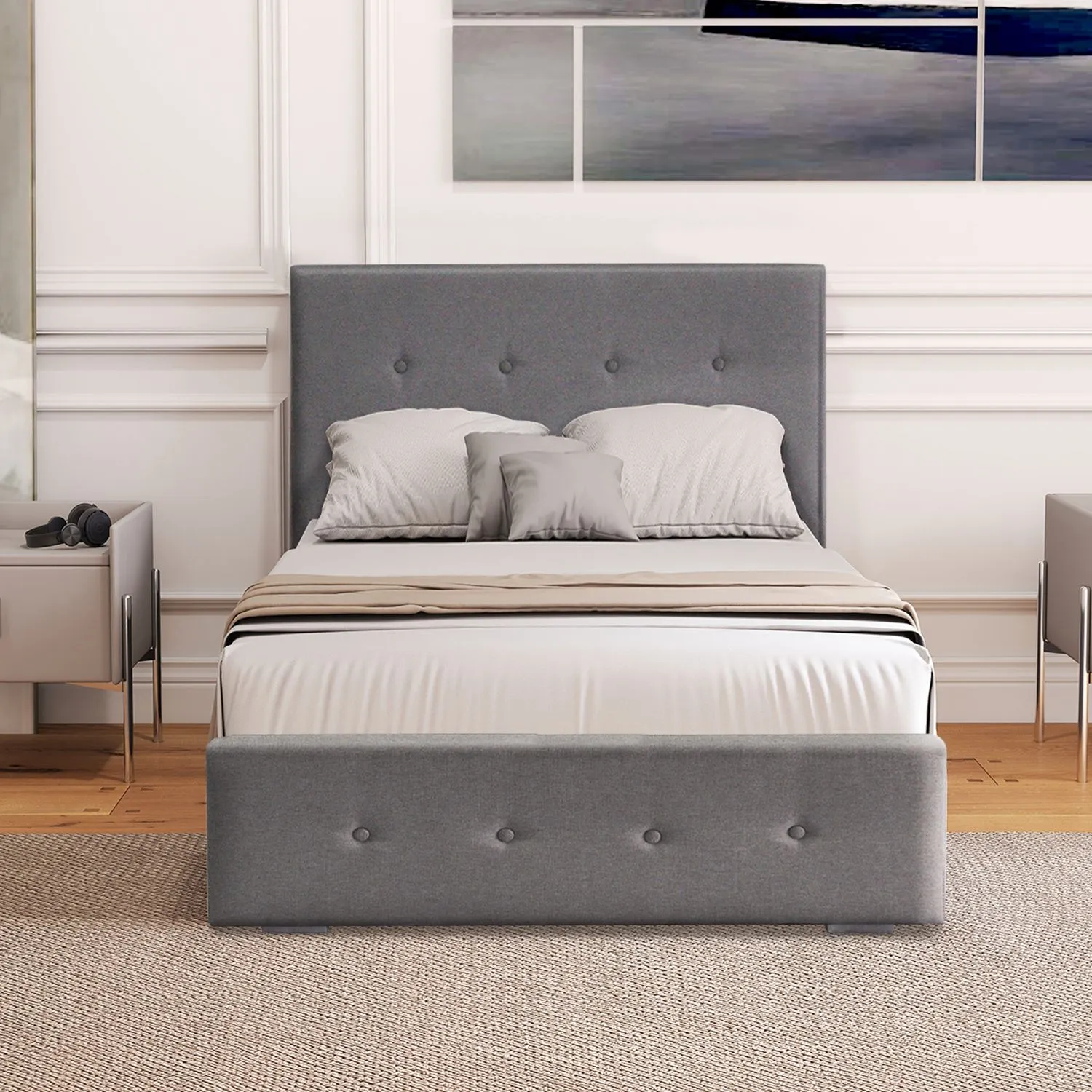 Comfy Living Ltd Fabric Ottoman Storage Gaslift Bedframe in Grey 3