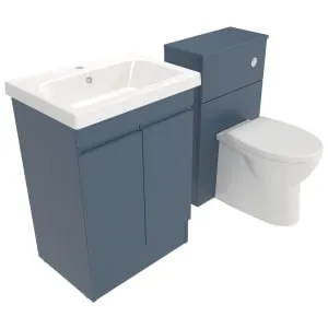 Deccado Clifton Juniper Blue 600mm Freestanding Vanity & 500mm Toilet Pan Unit with Basin Modular Combination 2