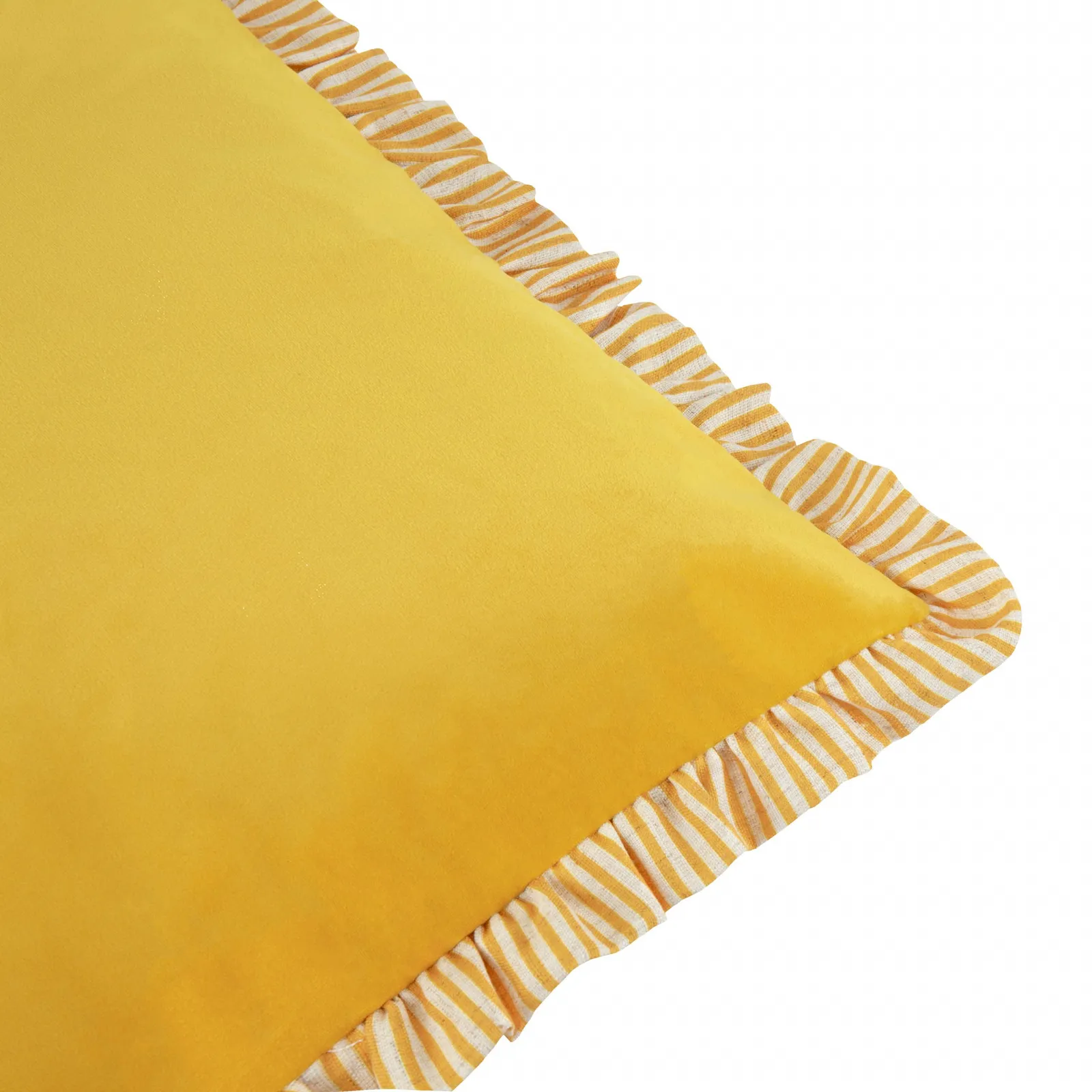 Wylder Solene Ruffle Matte Velvet Filled Cushion Yellow 45 X 45Cm, Yellow 4