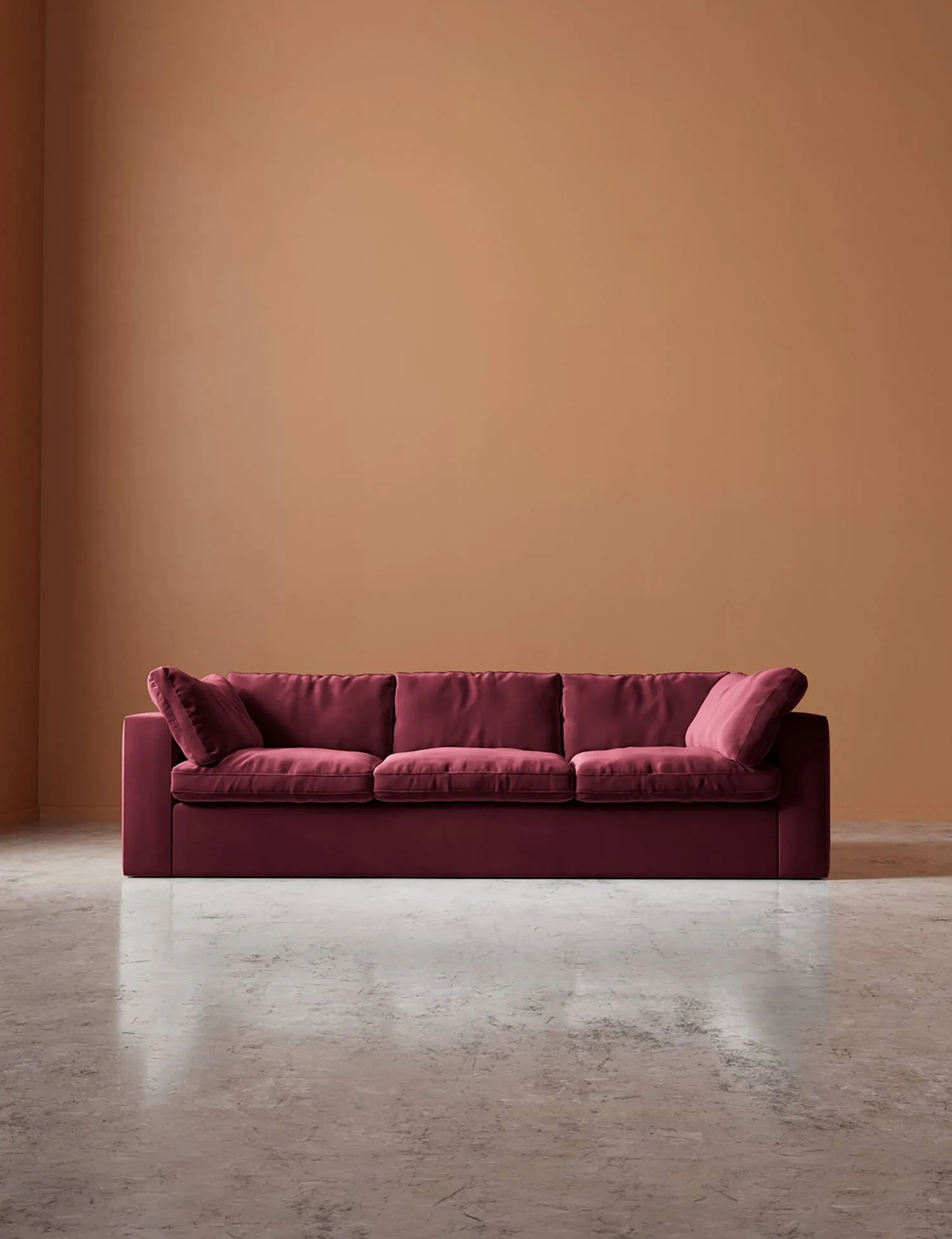 Swoon Easy Velvet 3 Seater Sofa Red