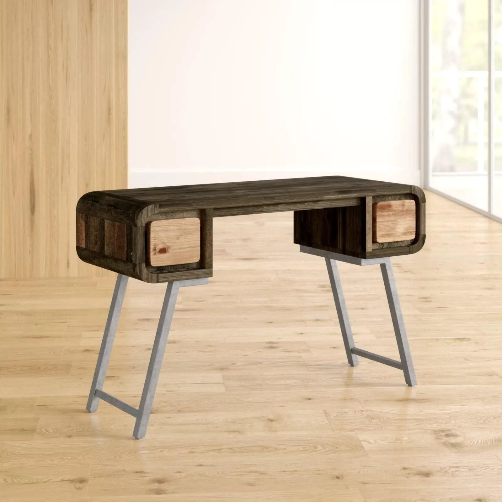 IH Design Daizha Metal & Wood Desk in Brown 4