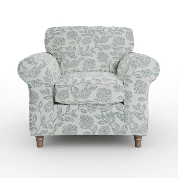 Flori Woven Floral Fabric Armchair 6