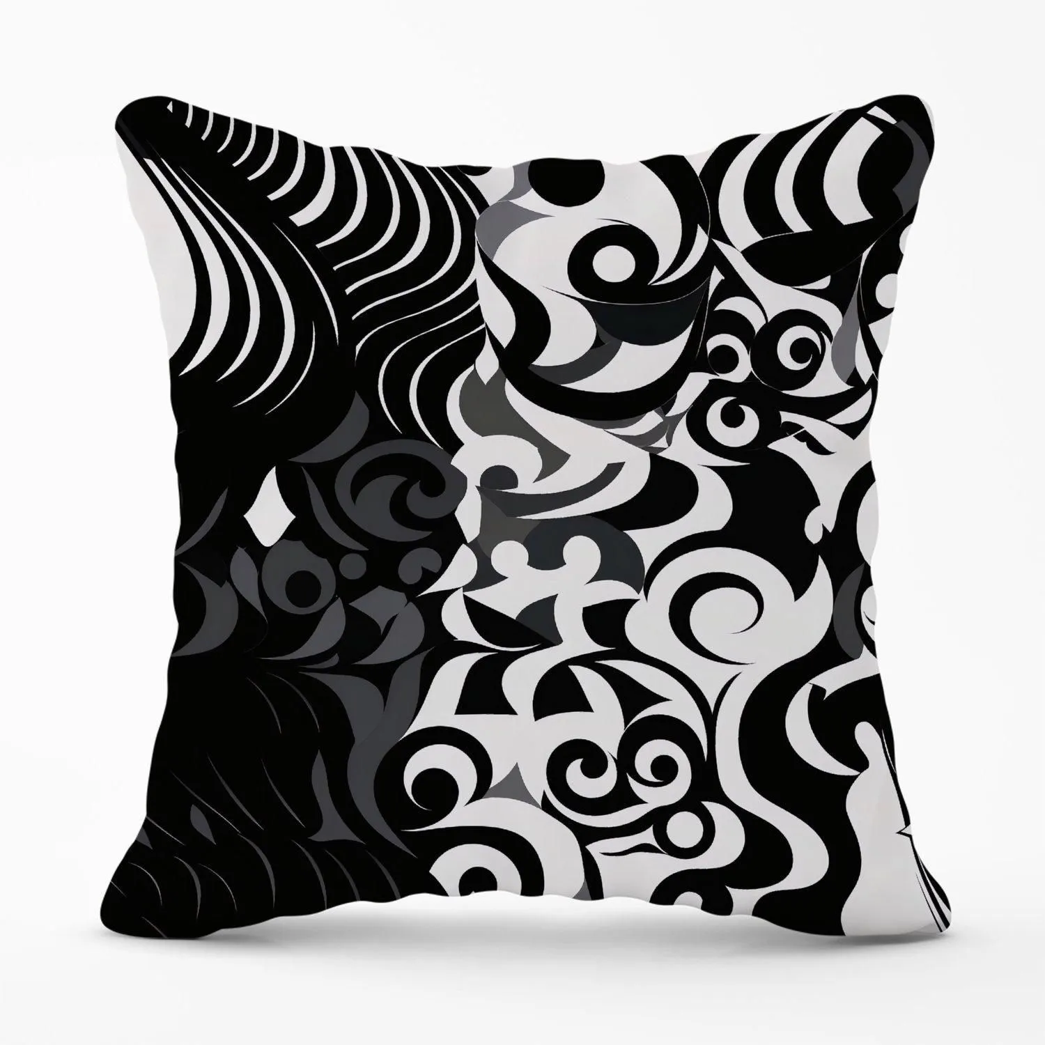 Warren Reed - Designer Black Grey Abstract Outdoor Cushion