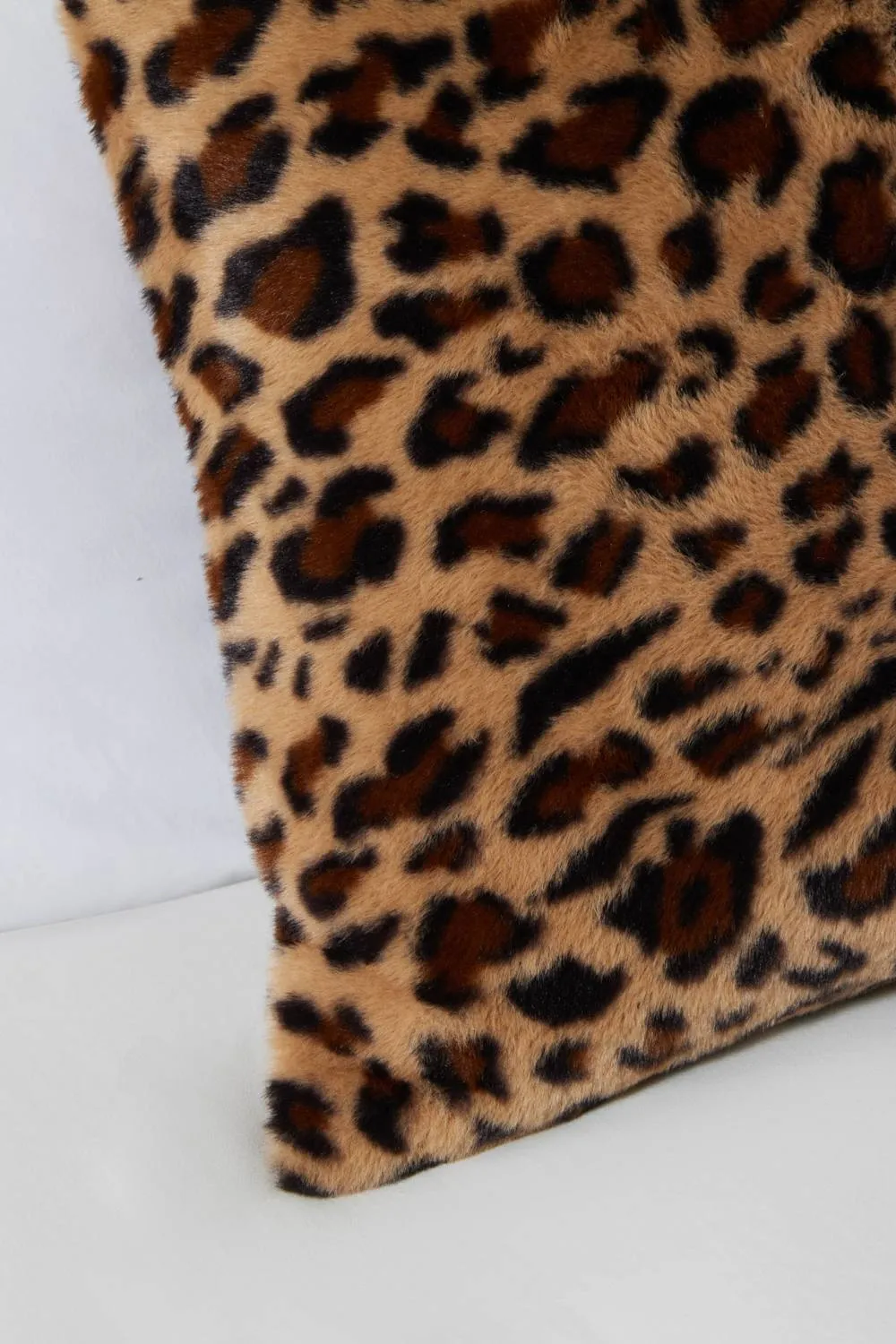 BHS Leopard Print Fleece Brown Cushion 2