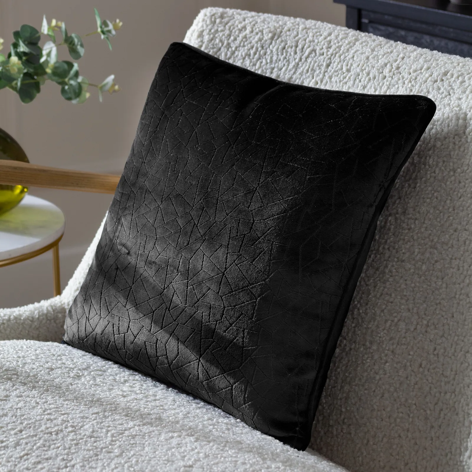 HOEM Malans Cut Velvet Piped Cushion in Black