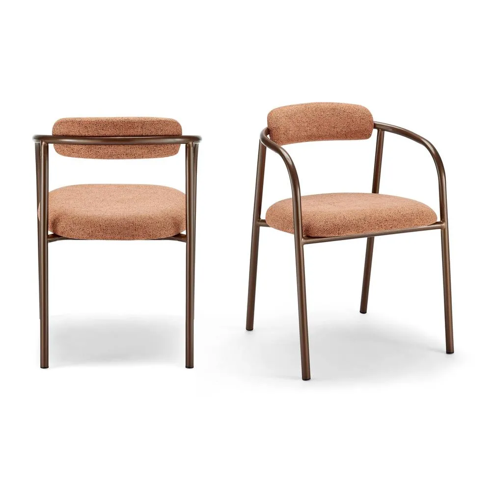 FurnitureboxUK 2x Rhea Terracotta Orange Fabric Dining Chairs Bronze Legs 5