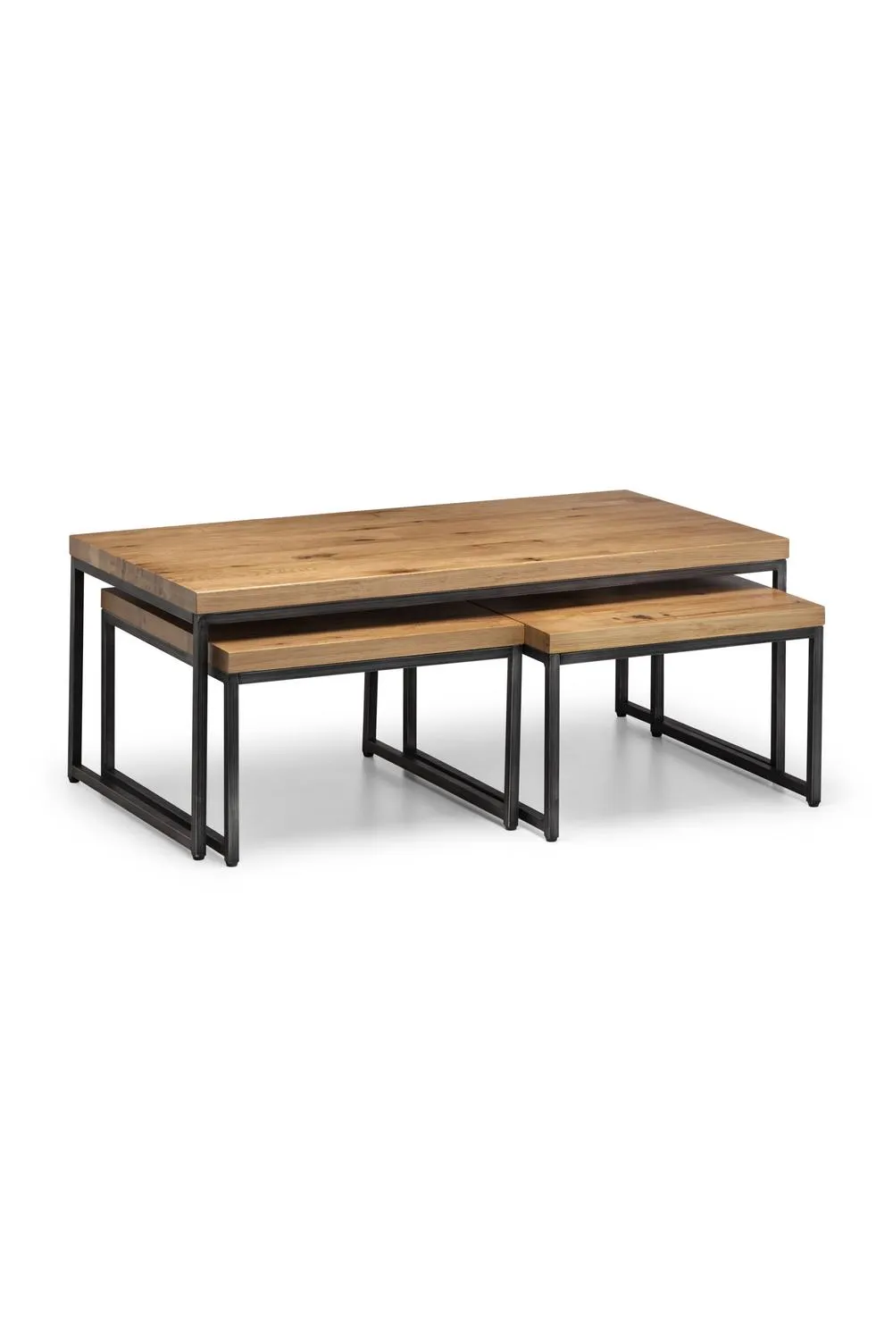 Julian Bowen Brooklyn Rectangular Coffee Table with 2 Nesting Tables in Light Oak 2