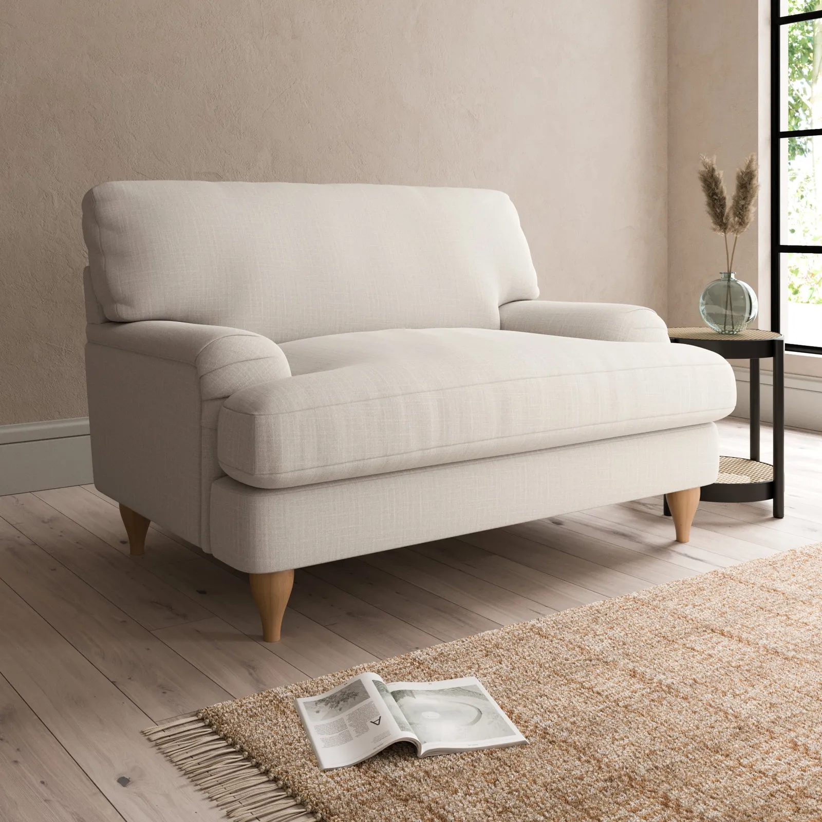 Darwin Slub Cotton Blend Snuggle Chair Slub Cotton Sandstone
