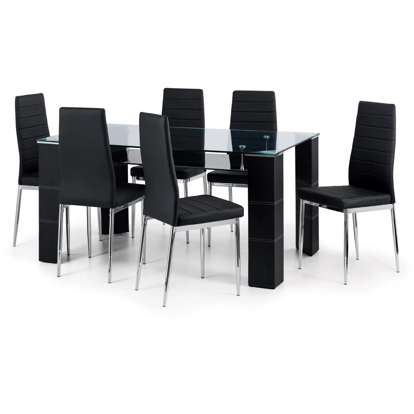 Greenwich Dining Table with 6 Chairs Black