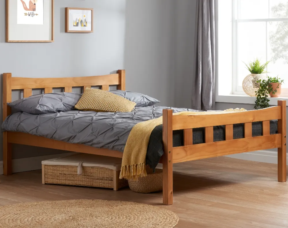 Solid Pine Wooden Bed Frame 3ft Single Miami Antique