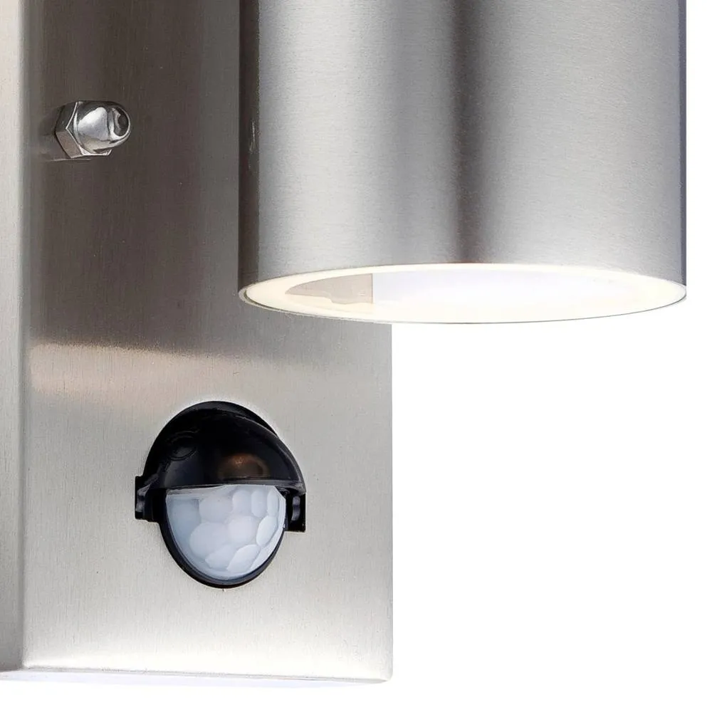 First Choice Lighting Blaze - Marine Grade Stainless Steel Motion Sensor Wall Light in Silver 2