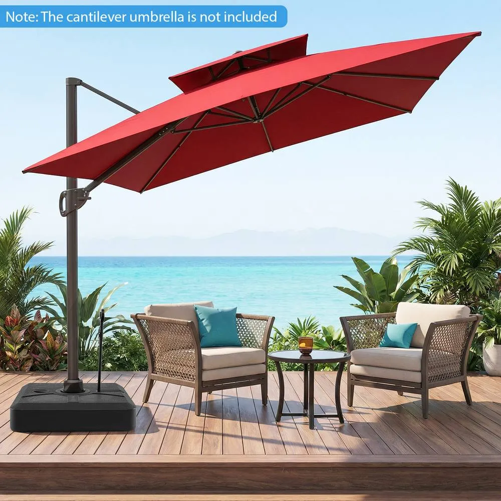 Costway Umbrella Base w/Wheels 150 kg Water & Sand Weighted Umbrella Stand in Black 3