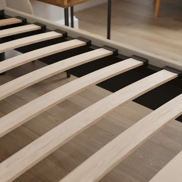 Mason Buttoned Woven Fabric Bed Frame 4