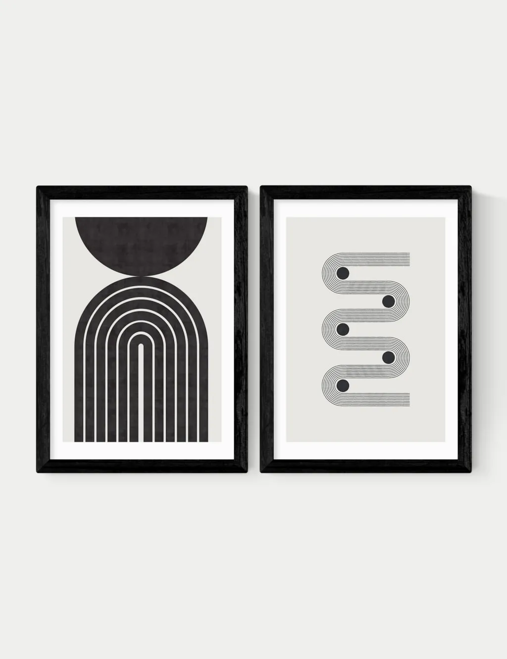 East End Prints Retro Monochrome Twin Set Framed Art Black