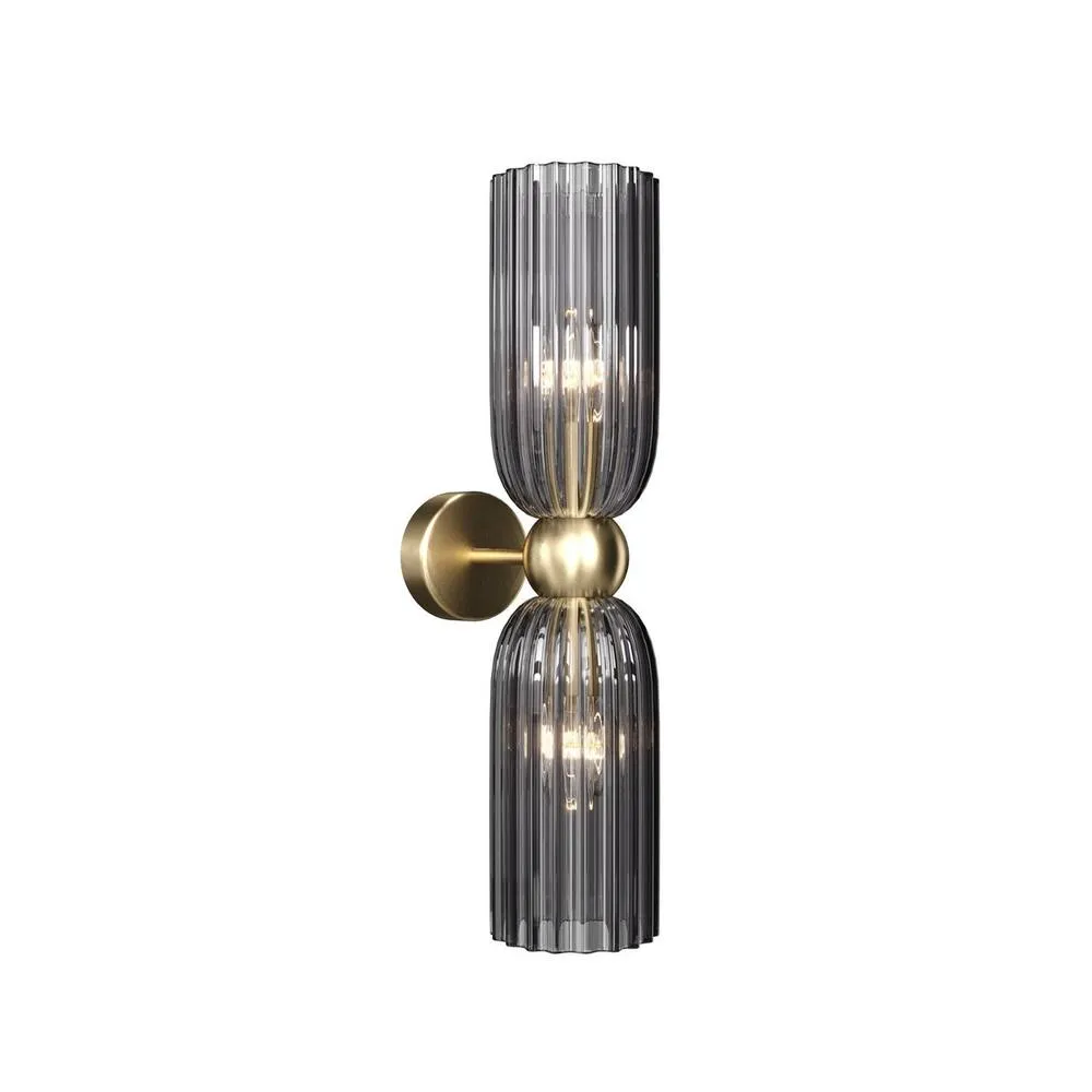 Netlighting Maytoni Antic Modern 2 Light Up & Down Wall Lamp Gold Grey Shade E14 2