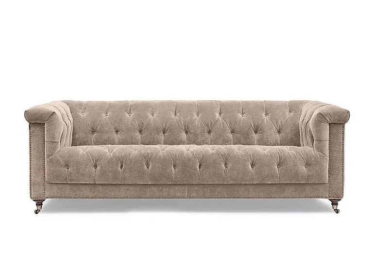 Wallace 4 Seater Fabric Chesterfield Sofa - Barley