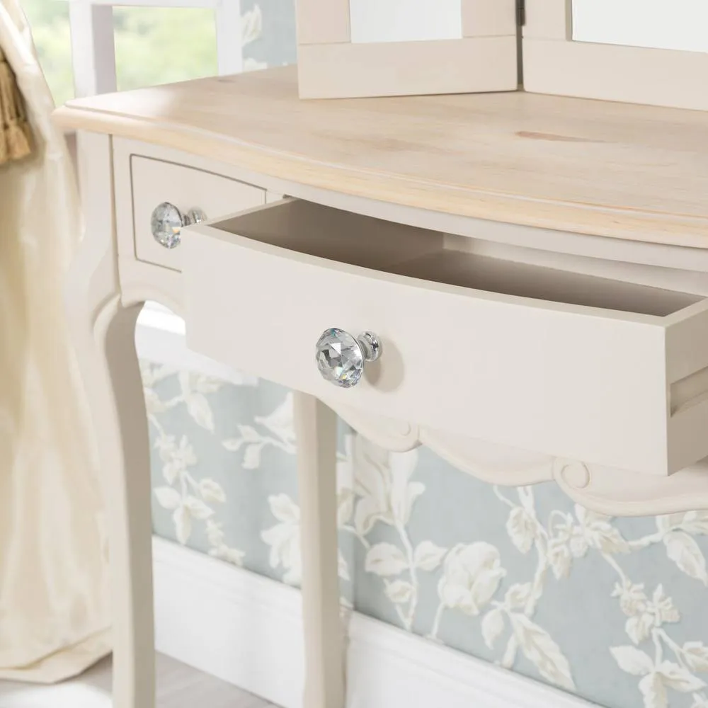 Statement Furniture Juliette Vintage Chic Dressing Table with Crystal Handles in Ivory 3