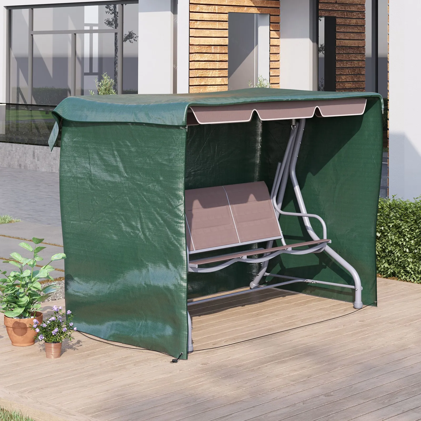 OUTSUNNY Patio Swing Chair Cover Garden Furniture Protector 215x155x150cm in Dark Green