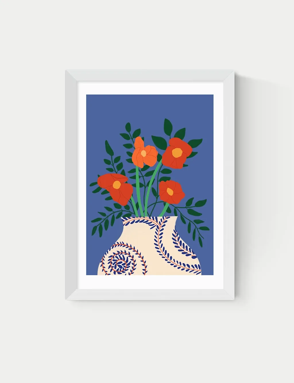 East End Prints Poppy Framed Art Print White