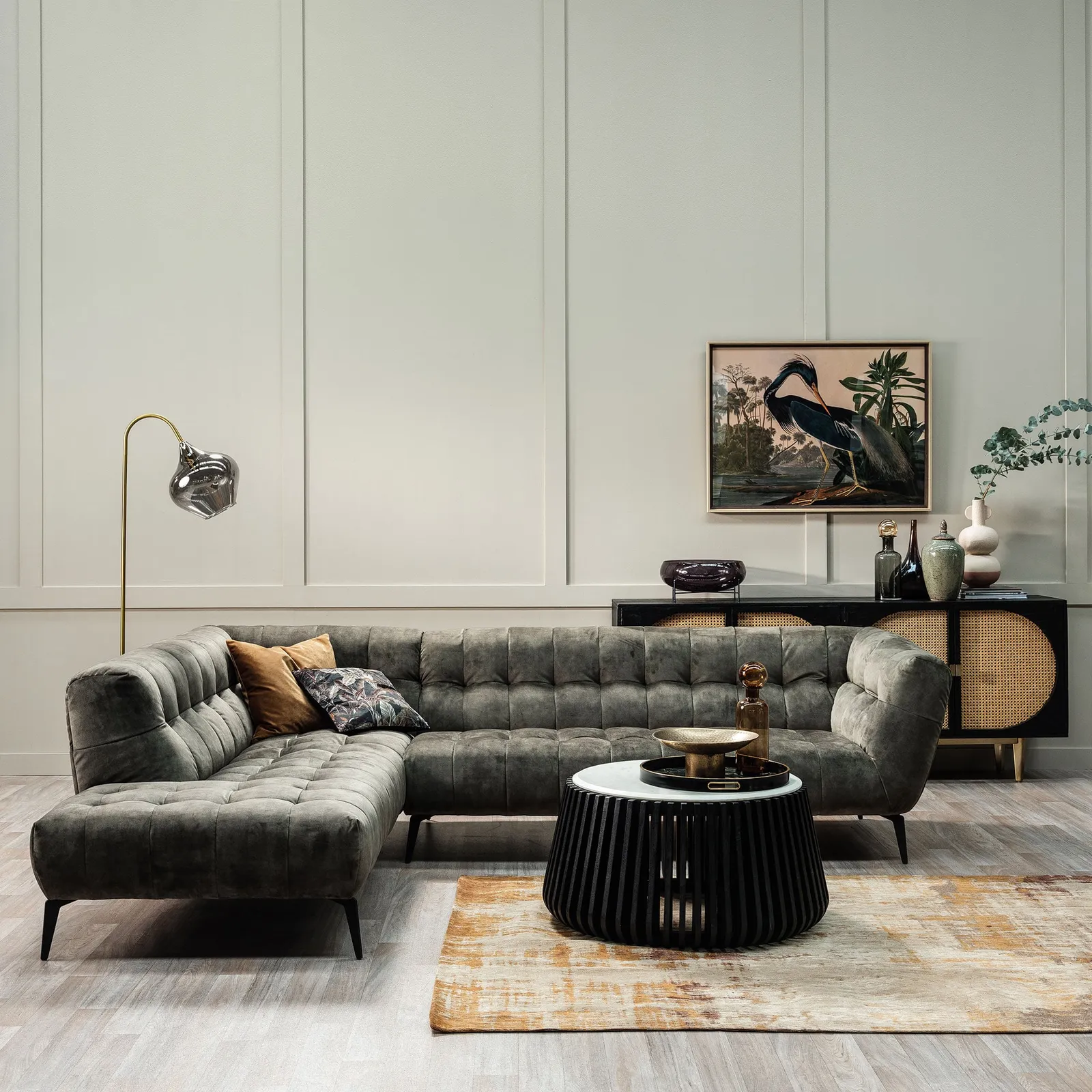 Azalea Corner Group Chaise Left Corner Sofa, Green Fabric | Barker & Stonehouse 2