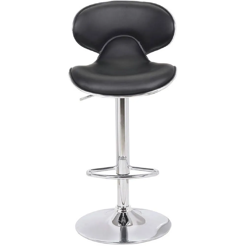 netfurniture Dove Black Kitchen Bar Stool Padded Back Height Adjustable 3