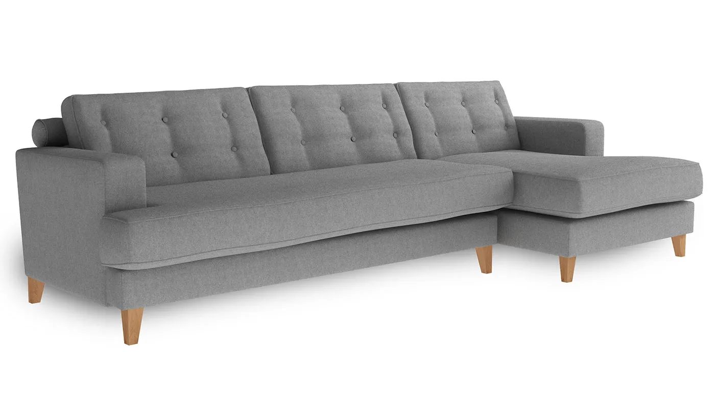 Heal's Mistral Right Hand Facing Corner Sofa Cotton Pewter Natural Feet