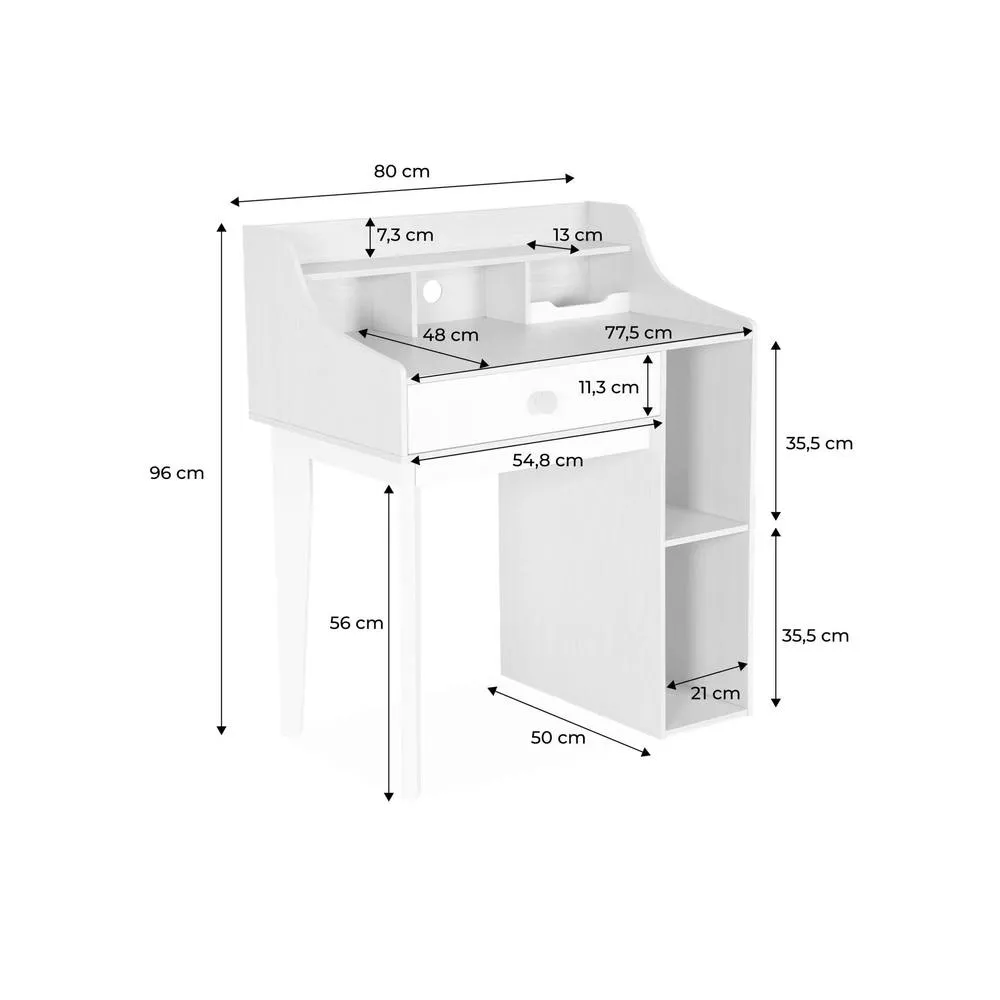 sweeek Children's desk with drawer & shelves in White 5
