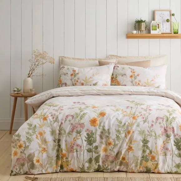 Autumn Floral Trail 100% Cotton Duvet Cover & Pillowcase Set 1