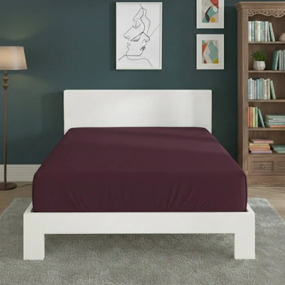Snug City Polycotton Fitted Sheet Extra Deep 40cm Skirt Easy Care in Plum